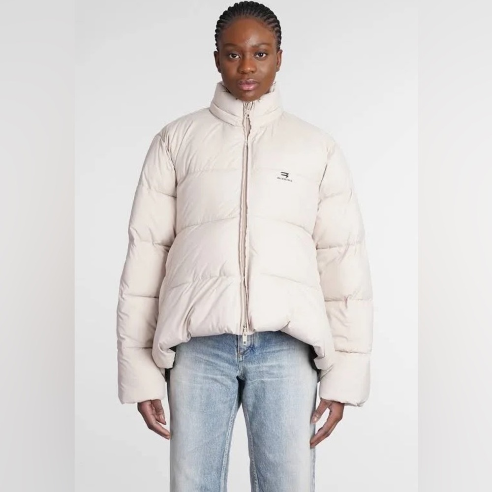 Balenciaga Beige Down Puffer Jacker US2